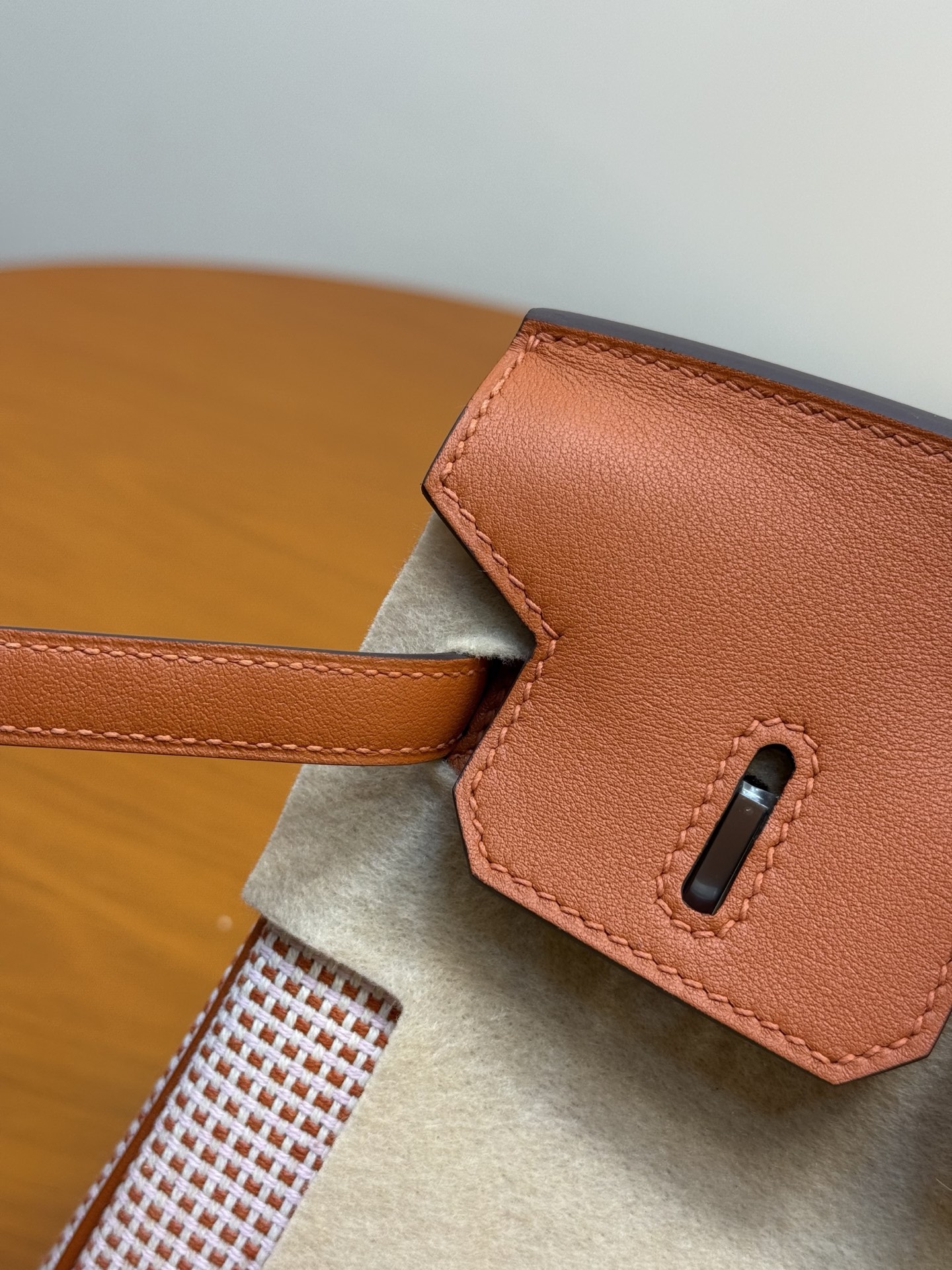 Birkin 25cm Pumpkin Orange Swift Leather & Waffle Canvas Handbag 10 i1753330624264 7669 0 9
