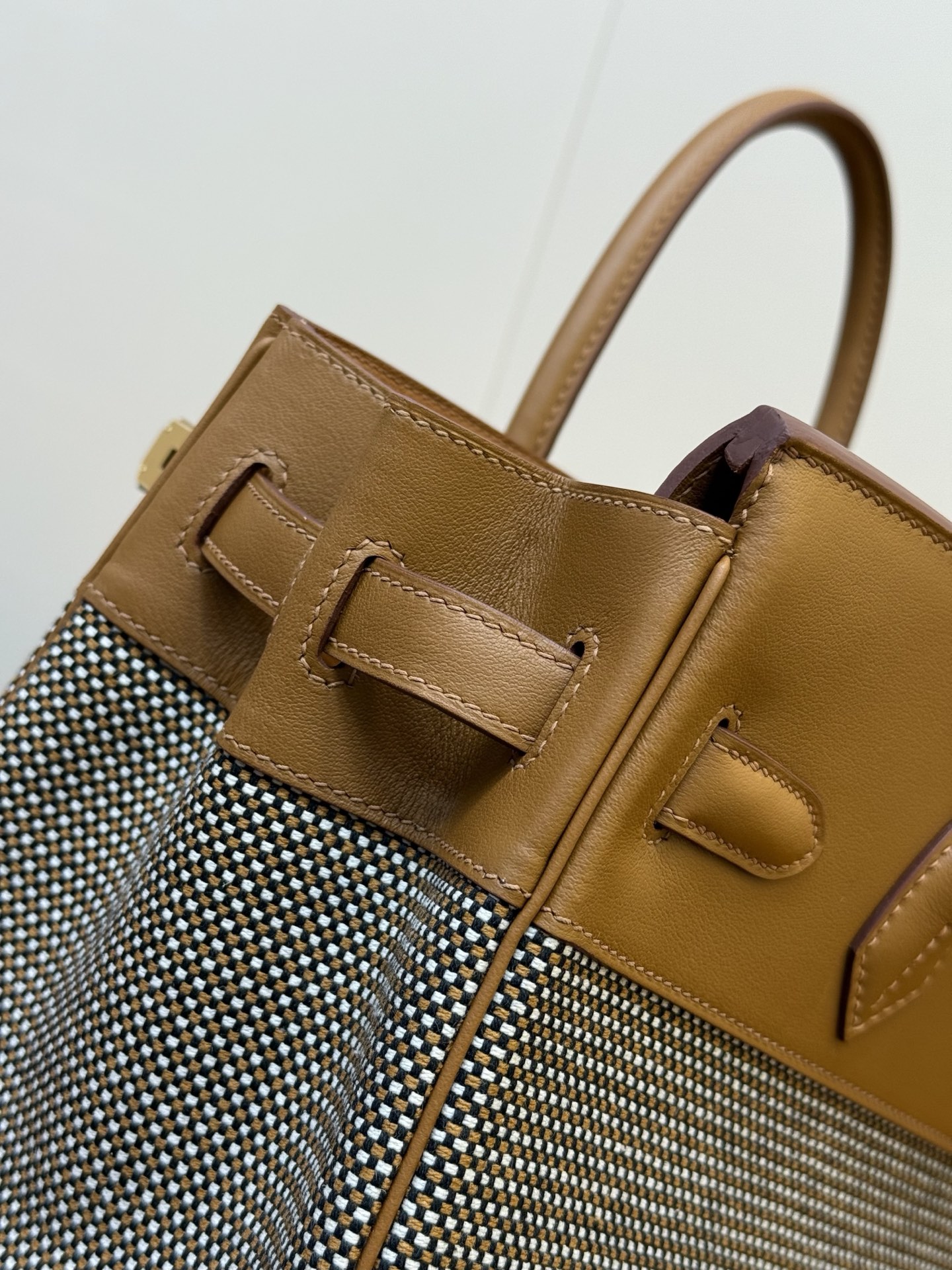 Birkin 30cm Gold Brown Swift Leather & Waffle Canvas Gold Hardware Bag 11 i1753330747554 8419 0 10