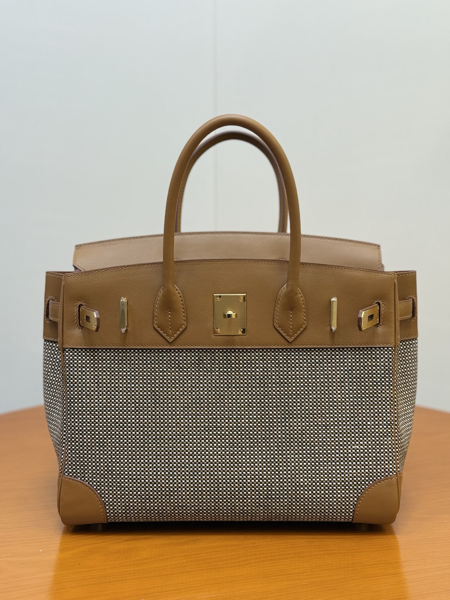 Birkin 30cm Gold Brown Swift Leather & Waffle Canvas Gold Hardware Bag 1 i1753330747577 6415 0 11