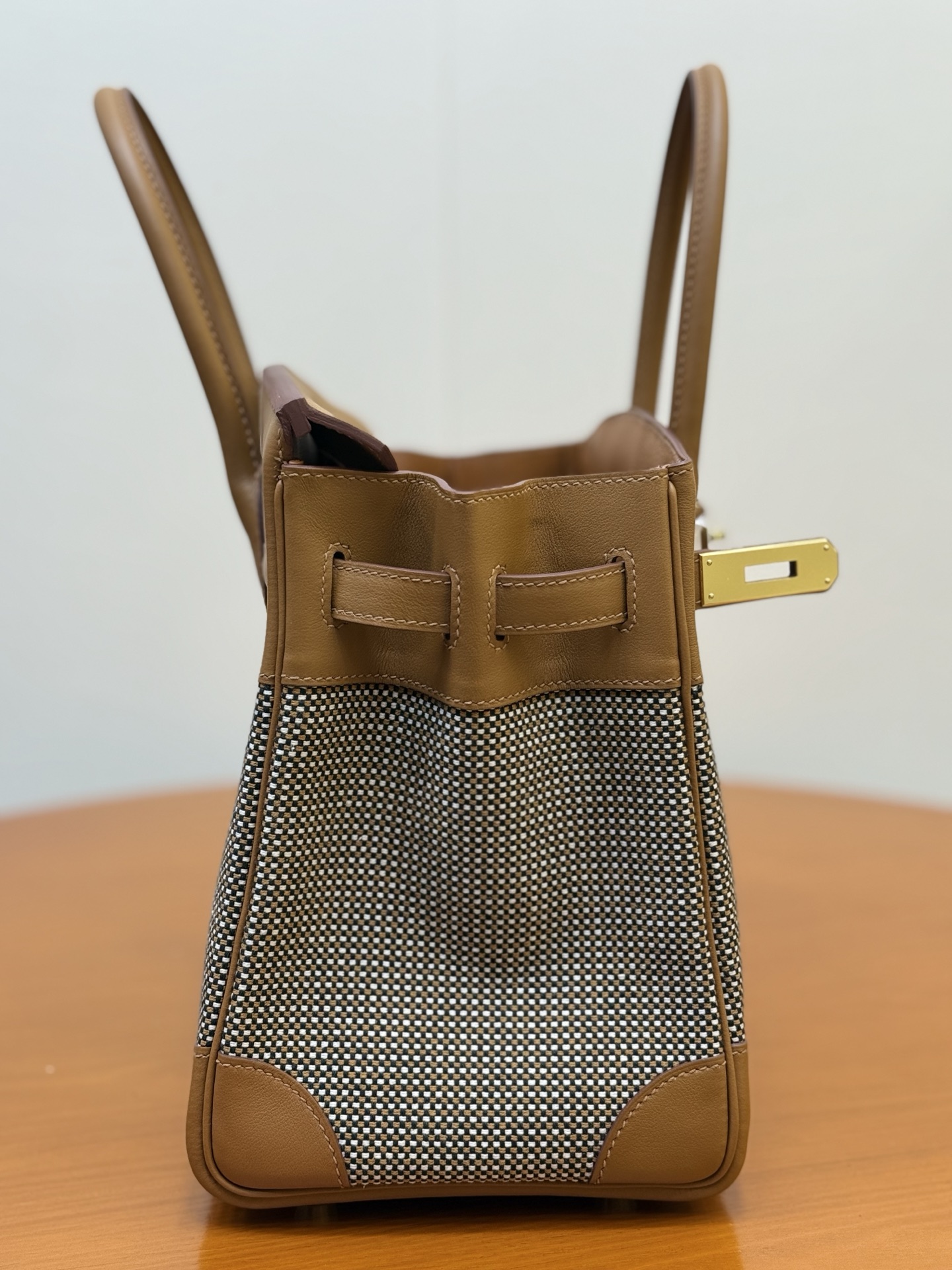 Birkin 30cm Gold Brown Swift Leather & Waffle Canvas Gold Hardware Bag 2 i1753330749746 235 0 6