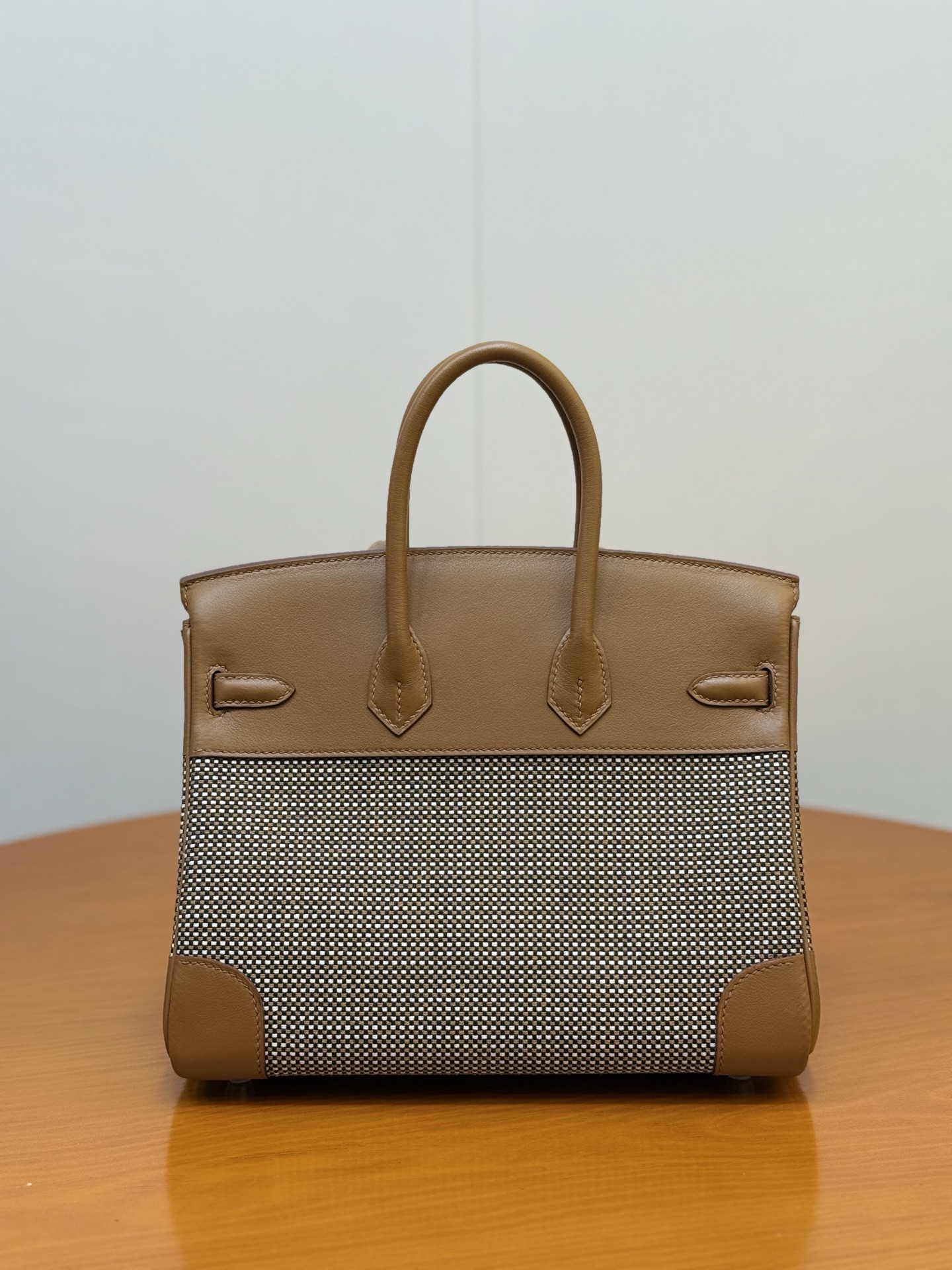 Birkin 25cm Swift Leather and Waffle Canvas Handbag with Silver Hardware 2 i1753330790163 5781 0 0