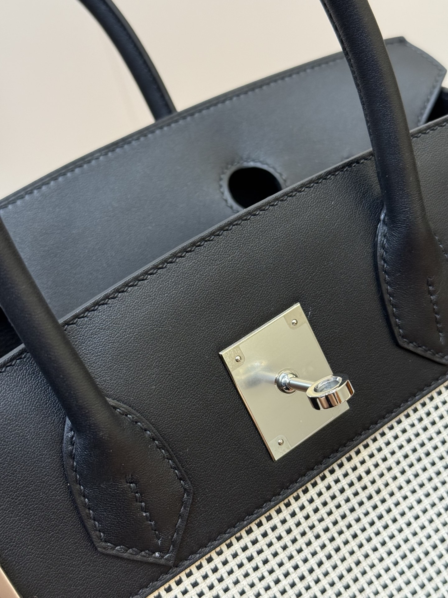 Birkin 30cm Panda Color Swift Leather and Waffle Canvas Tote Bag 10 i1753330893583 6114 0 8