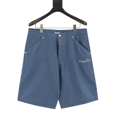 Dior Men's Blue Embroidered Logo Workwear Shorts Summer New Collection 1 Dior Men's Blue Embroidered Logo Workwear Shorts Summer New Collection