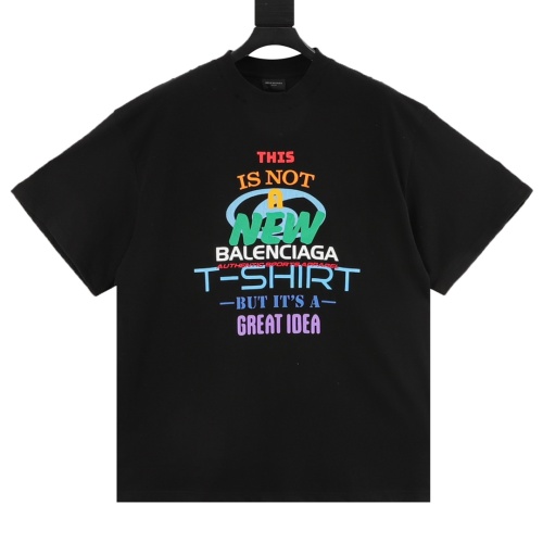 Balenciaga Printed Short Sleeve Tee - Distressed Design, Unisex Style 1 Balenciaga Printed Short Sleeve Tee – Distressed Design, Unisex Style