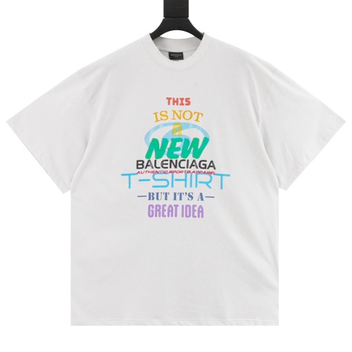 Balenciaga Printed Cotton T-Shirt - 24S Double Yarn, Vintage Style, Unisex 1 Balenciaga Printed Cotton T-Shirt – 24S Double Yarn, Vintage Style, Unisex