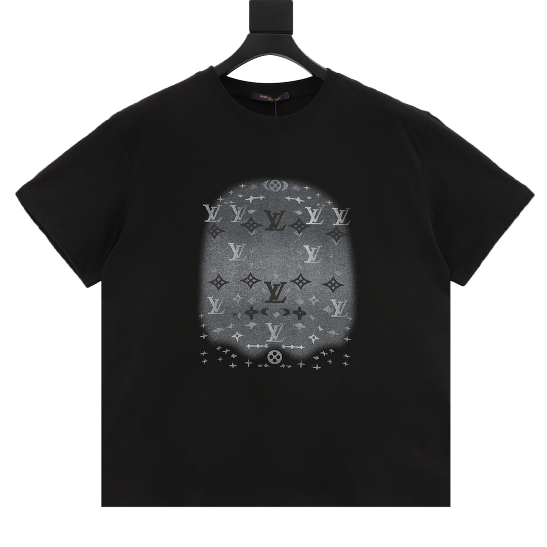 Louis Vuitton Men's Black T-Shirt with Watercolor Monogram, Size S-L