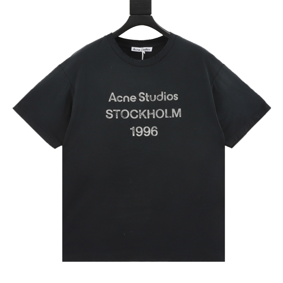 Acne Studios 1996 Print Distressed Short Sleeve Vintage Unisex T-Shirt