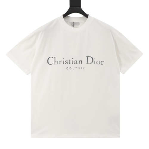 Dior Gradient Logo Crew Neck Short Sleeve T-Shirt Unisex White Cotton Top 1 Dior Gradient Logo Crew Neck Short Sleeve T-Shirt Unisex White Cotton Top