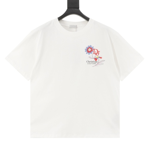 Dior 25SS Floral Print Short Sleeve T-Shirt Smooth Cotton Fabric 1 Dior 25SS Floral Print Short Sleeve T-Shirt Smooth Cotton Fabric