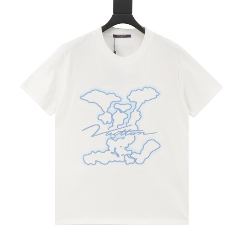Louis Vuitton Cloud Logo Embroidered Cotton T-Shirt - Relaxed Fit, Stylish Design 1 Louis Vuitton Cloud Logo Embroidered Cotton T-Shirt - Relaxed Fit, Stylish Design