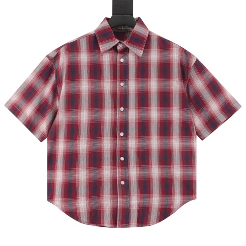 Acne Studios Red And White Plaid Short Sleeve Shirt - Premium Cotton Blend 1 Acne Studios Red And White Plaid Short Sleeve Shirt - Premium Cotton Blend