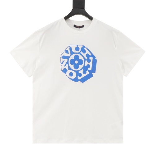 Louis Vuitton Blue Circle Print Short Sleeve T-Shirt White, Size S-XL 1 Louis Vuitton Blue Circle Print Short Sleeve T-Shirt White, Size S-XL