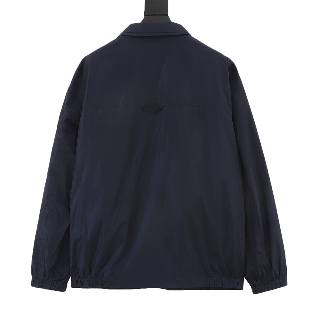 Prada/普拉达 早秋外套秋冬新款再生尼龙男士立领夹克 海军蓝色调很高级