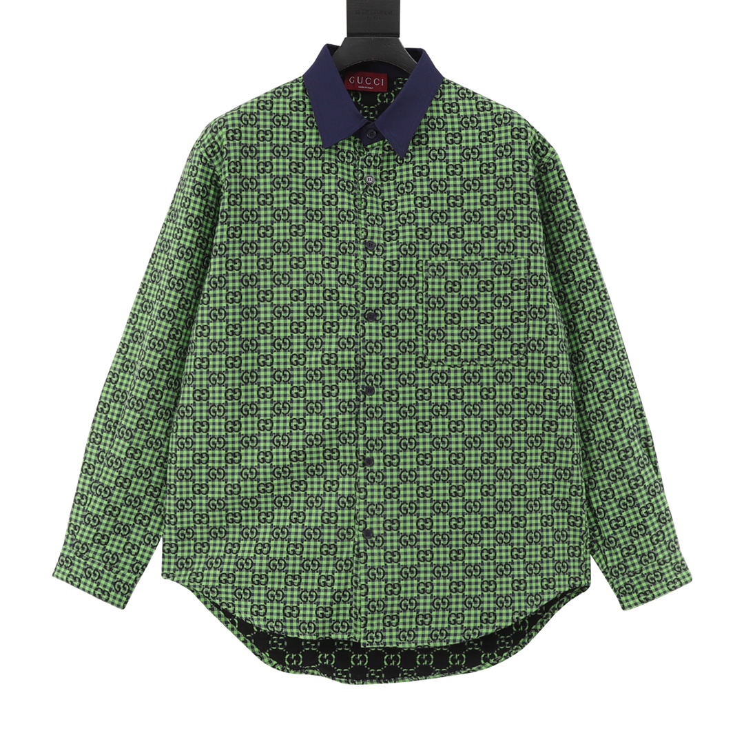 Gucci/古驰 GC 25FW camisa de lino y algodón con jacquard pequeño G Ligero lujo, prenda esencial para el uso diario de hom…