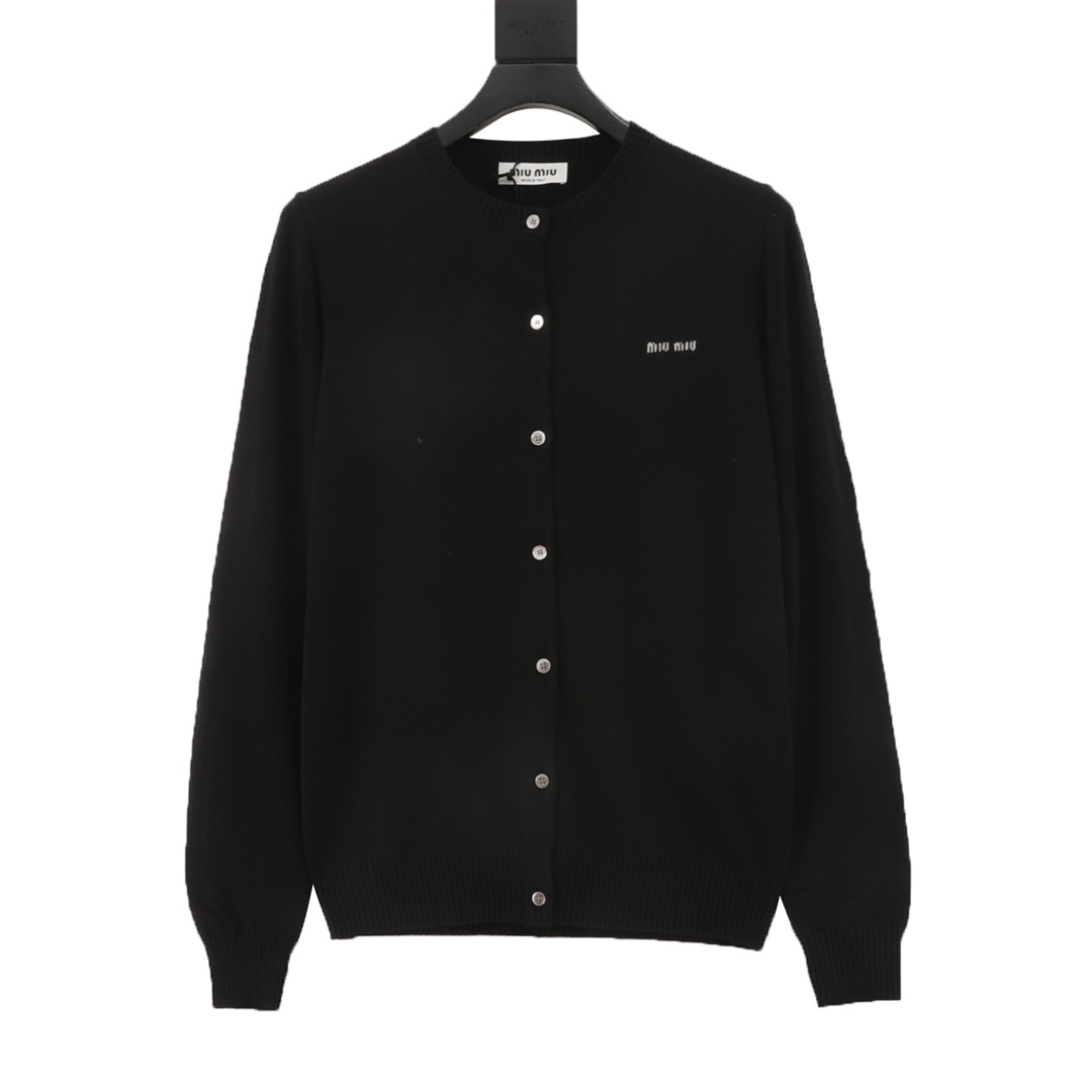 MIU MIU Miu Miu MM Cárdigan de manga larga de punto de cachemira con letras pequeñas Desarrollo comprado orig…