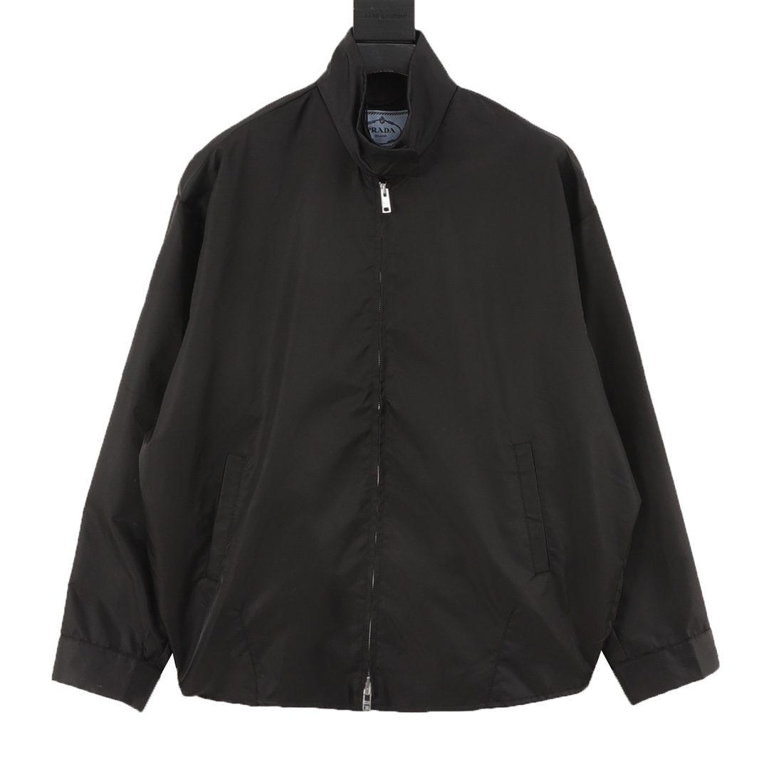 PRADA PRD Cuello trasero Marca de esquina Cuello alto Chaqueta con cremallera Tela protectora de sarga de nailon person…