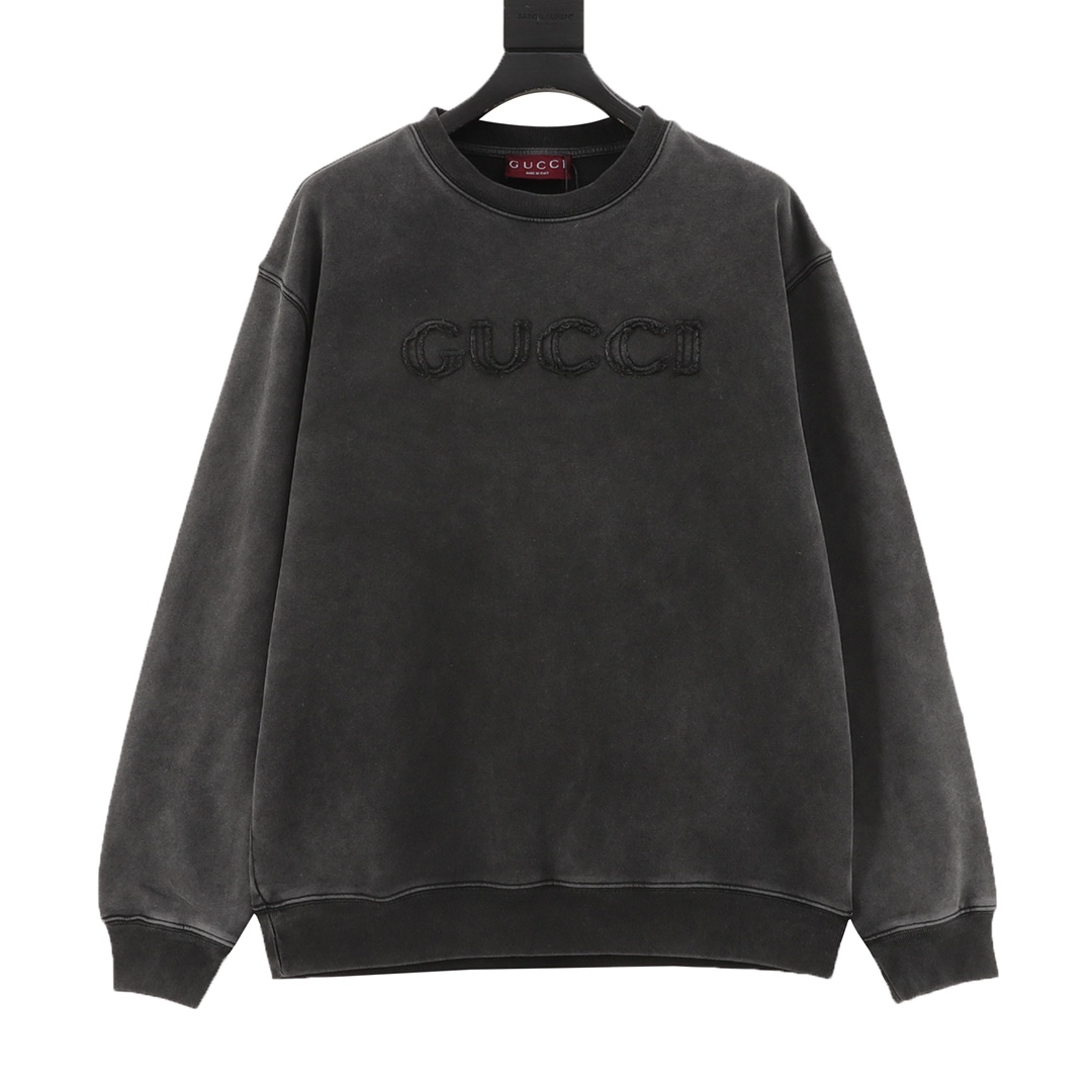 GUCCI古驰GUC sudadera con letras rotas y bordado de appliqué Tejido de algodón y terciopelo de doble capa personalizado, …