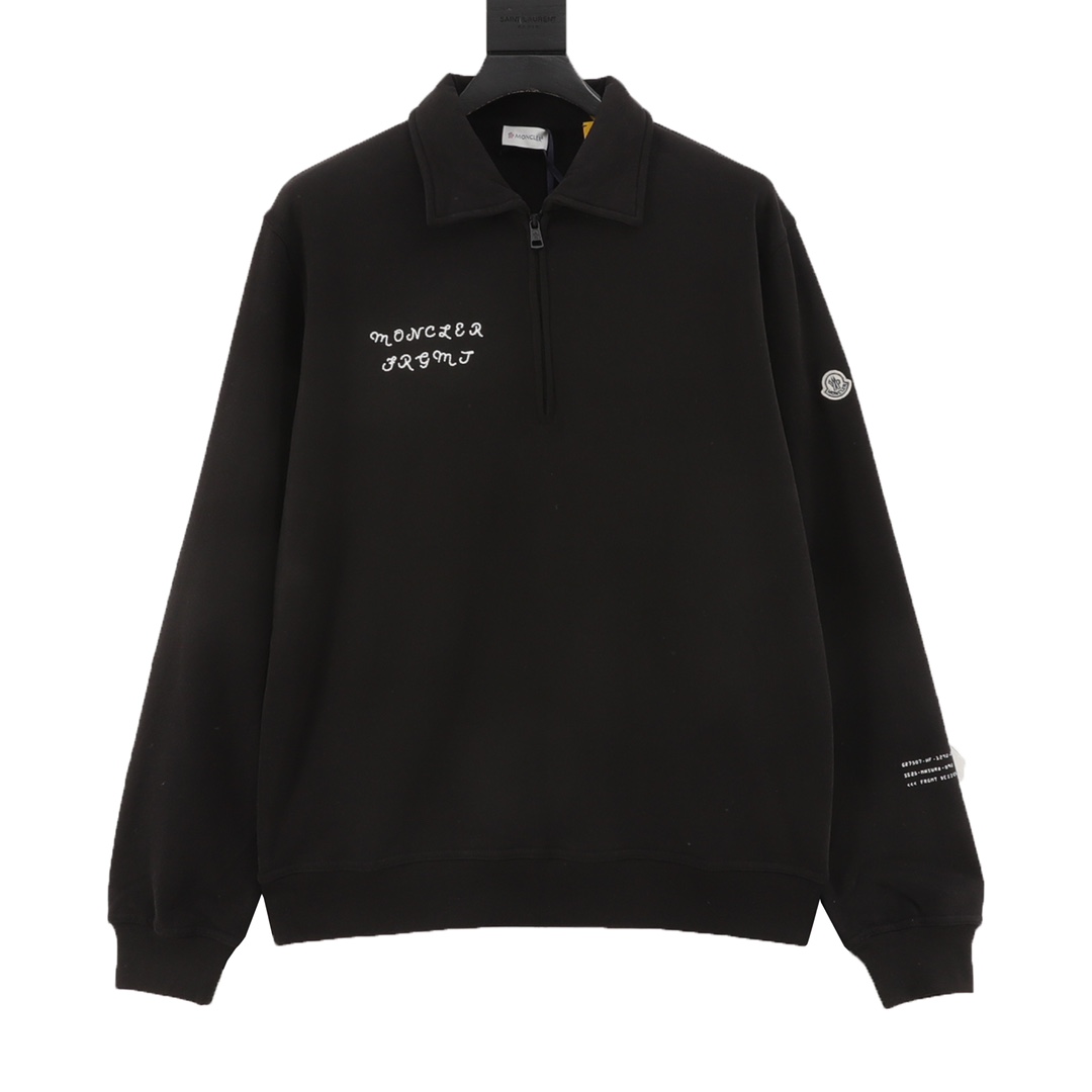 Moncler蒙口 MC X FRGMT sudadera con logo de letras y cremallera tipo polo cuello tejido personalizado suave y afelpado, b…