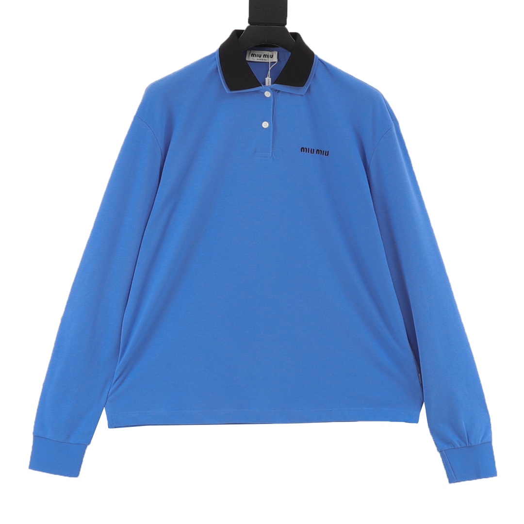 MIU MIU Miu Miu MM Polo de manga larga con cuello azul de edición limitada de la pop-up de Tokio Original comprado por …