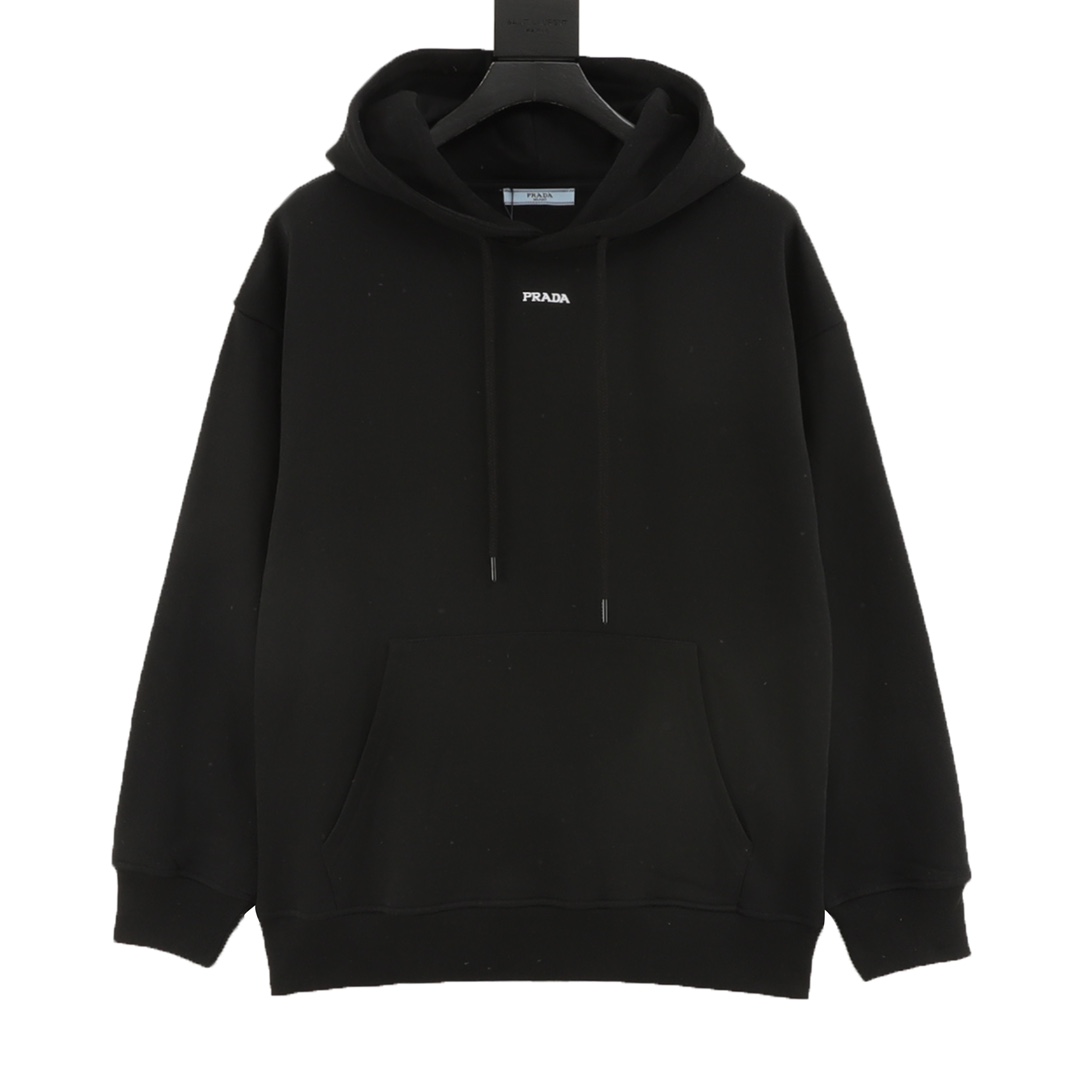 Prada Embroidered Logo Cotton Hoodie - Comfortable, High-Quality Sweatshirt