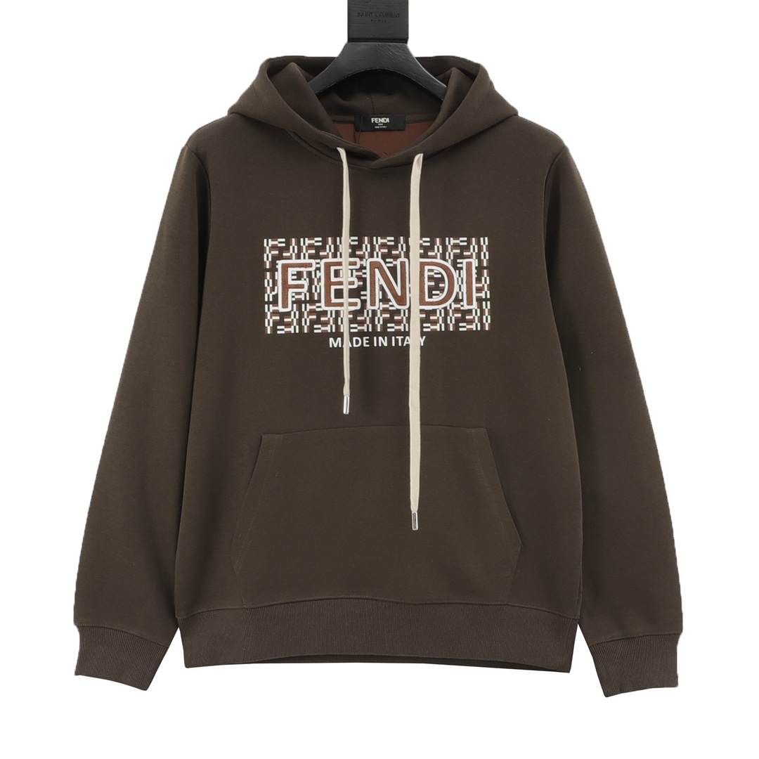Fendi/Fendi 25Fw Sudadera con capucha y letras aplicadas bordadas con toalla. Nueva sudadera con capucha de Fendi, cort…