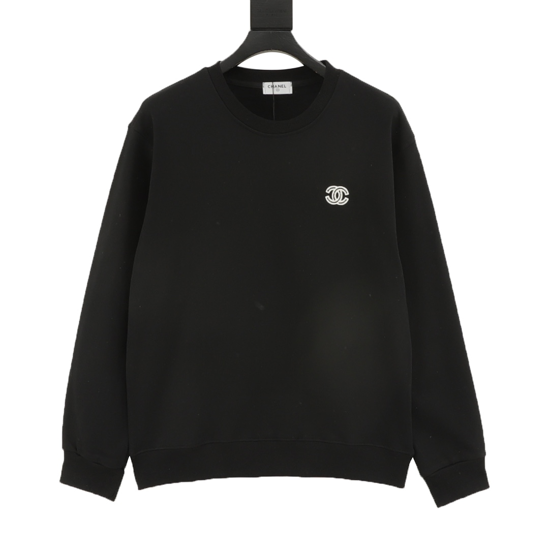 CHANEL 香奈儿 25FW sudadera con cuello redondo y pequeño logo bordado. Tejido de algodón peinado de alta calidad de 480g. …
