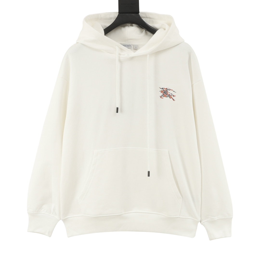 Sudadera con capucha Burberry/Burberry 25FW con diseño de caballo de guerra a cuadros y punto de cruz en la parte delan…