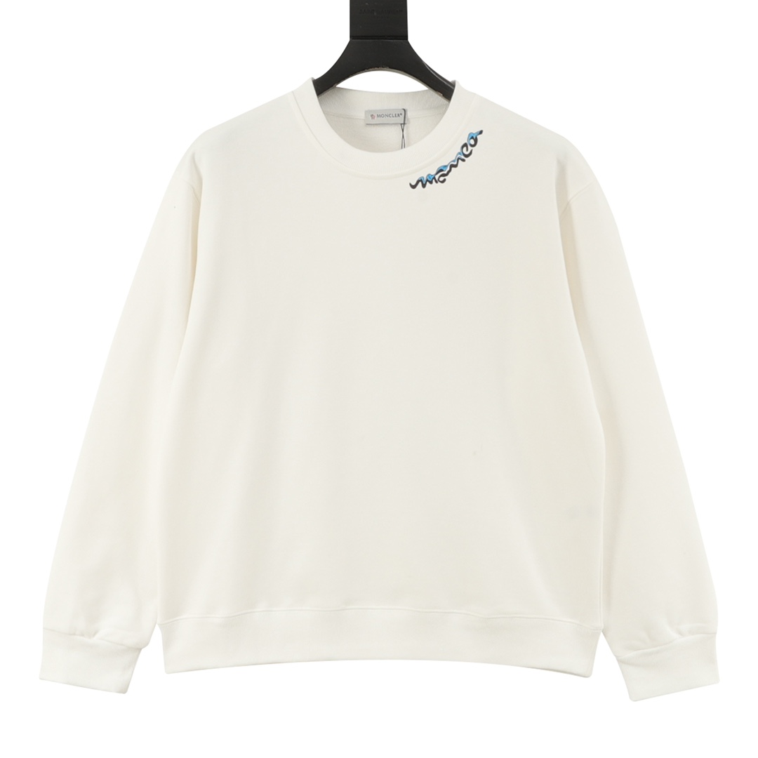 Moncler 蒙口 25FW cuello con letras sudadera redonda 480g tejido de algodón peinado de alta calidad etiqueta de mostrador…
