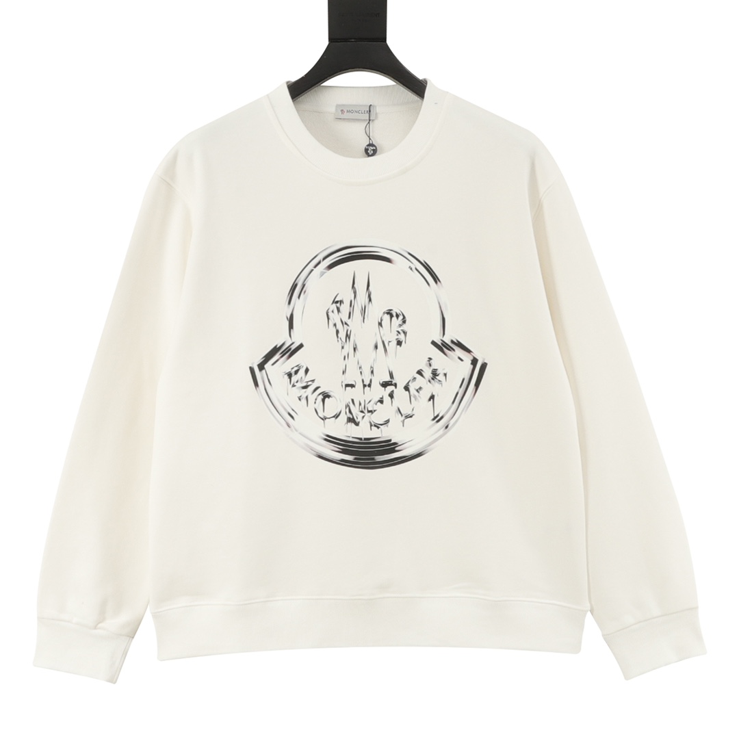 Moncler Mengkou 25FW graffiti logo crew neck sweatshirt 480g high-grade combed cotton fabric, counter label, agent-leve…