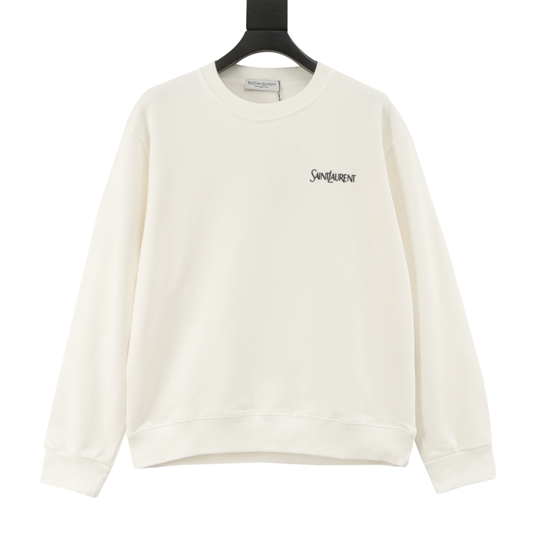 Saint Laurent Paris Saint Laurent Sudadera de cuello redondo con letras pequeñas 25FW, tela de algodón peinado de alta …