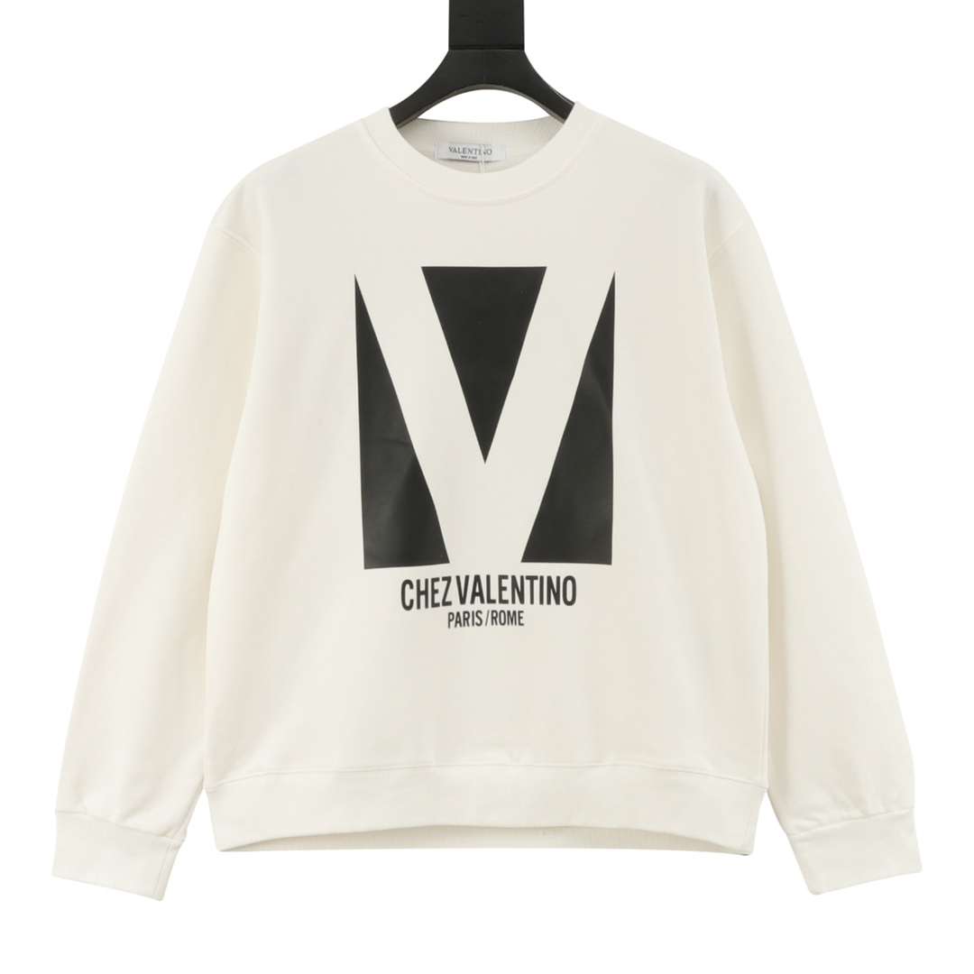 Saint Laurent Paris Saint Laurent Sudadera de cuello redondo con estampado V 25FW, tela de algodón peinado de alta cali…