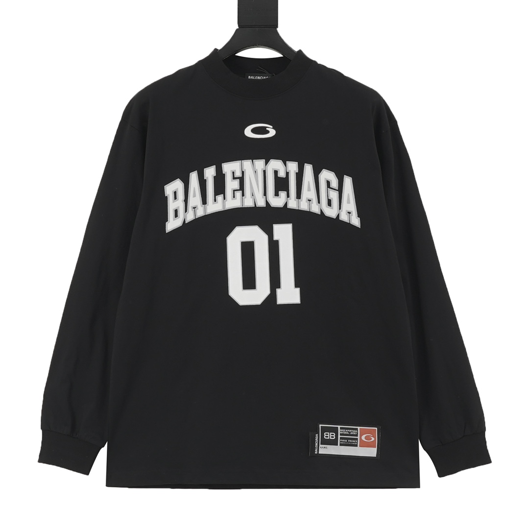 P110 número de modelo Y684 Balenciaga clásico estilo 01 street ball bordado manga larga camiseta talla: S-XL