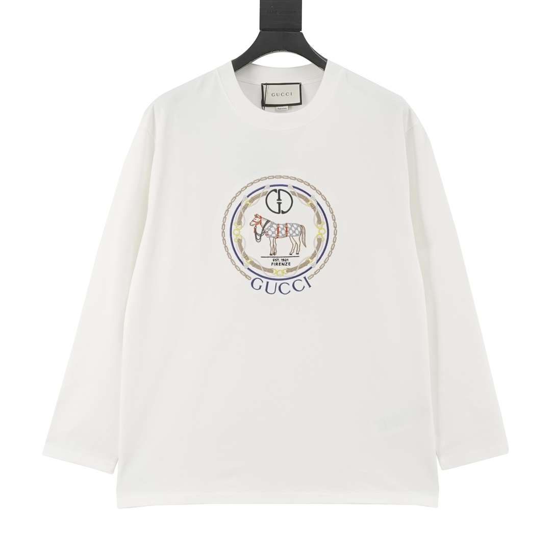 Gucci/古驰 25SS Manches longues petit cheval, tissu sur mesure. Ajout de Sorona de DuPont, doux pour la peau, antibactéri…