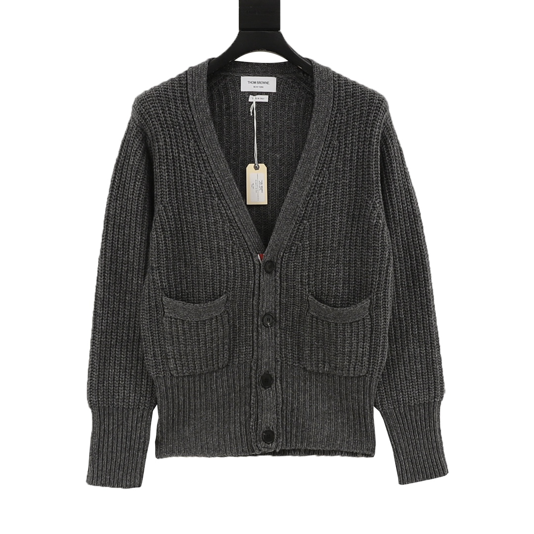 THOM BROWNE Tom Brown TB 25FW cárdigan de lana piqué. Este producto se basa en el original, usando lana de fibra de lan…