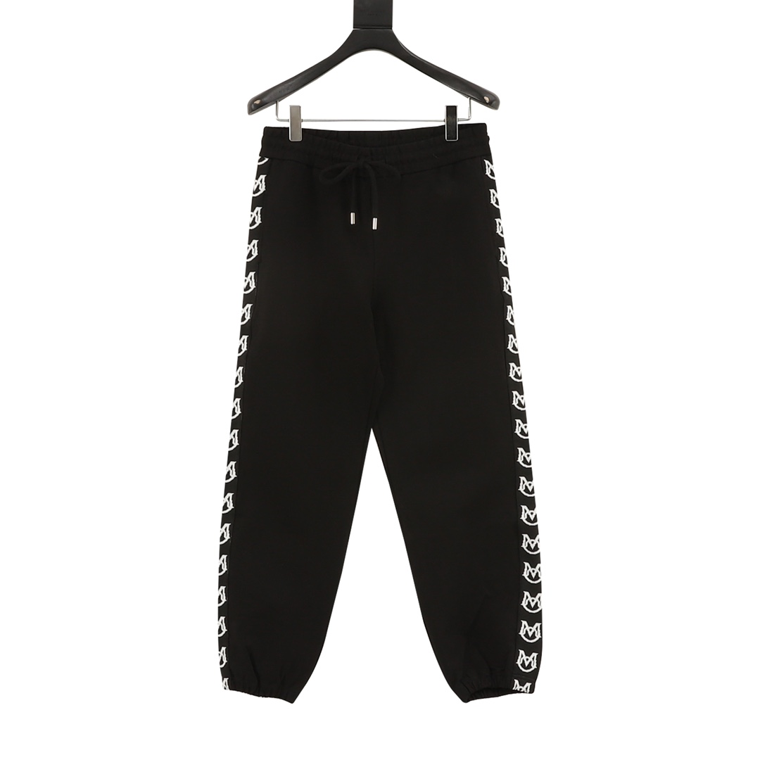 Moncler/Mengkou 25FW Panel-color embroidered micro-logo tape set trousers New spliced combination side tape M's unique …