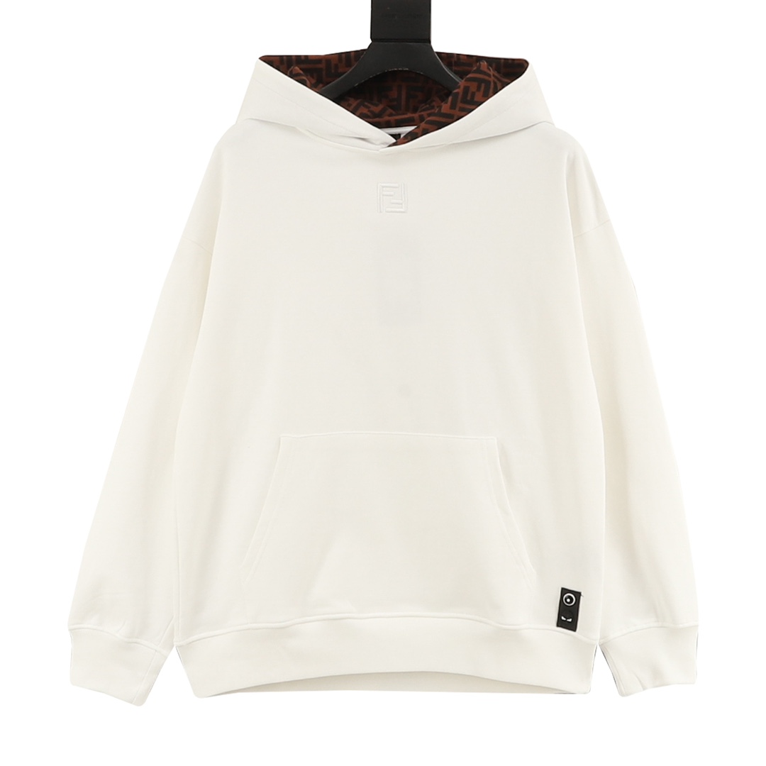Fendi/Fendi 25Fw Cuello con bordado FF, forro interior con estampado completo, sudadera con capucha. La tela es de algo…
