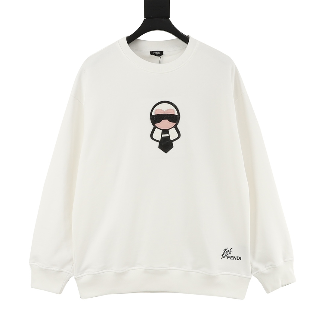 Fendi 芬迪 25Fw sudadera con logotipo firmado y bordado de parche de piel del viejo maestro, artículo popular de la famil…