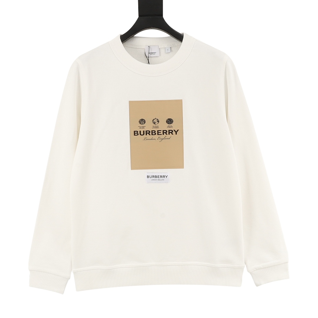 Sudadera Burberry/Burberry 22Fw con cuello redondo y etiqueta de parche. Tela de sudadera ajustada de algodón de doble …