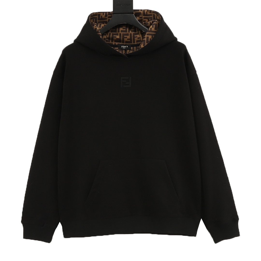 FENDI芬迪FD sudadera con capucha bordada FF, algodón aire personalizado de doble capa de lujo, bordado tridimensional con…