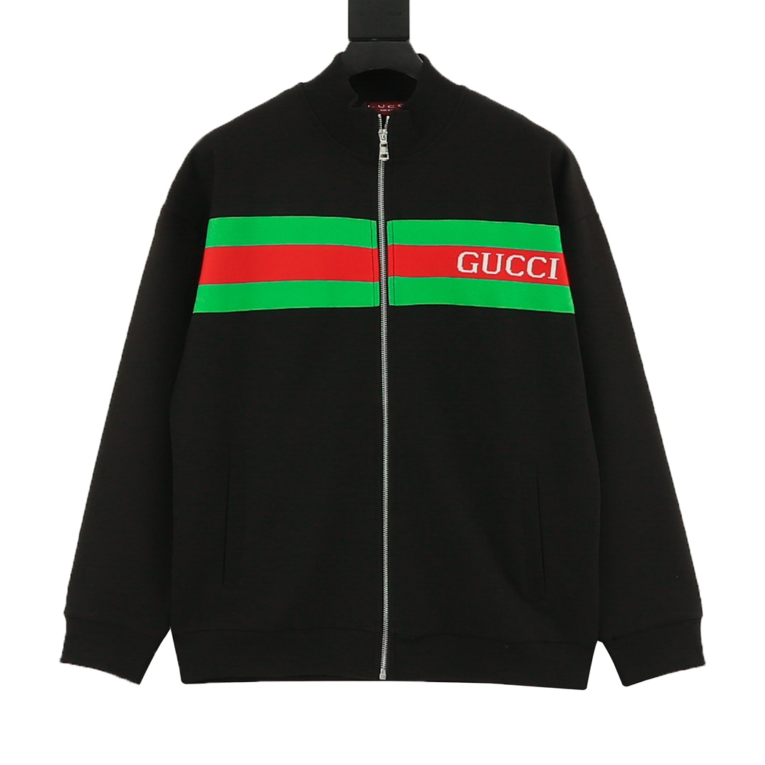 Gucci/古驰 25Fw Veste zippée à rayures rouges et vertes, différente des produits du marché, design unisexe, nouvelle insp…