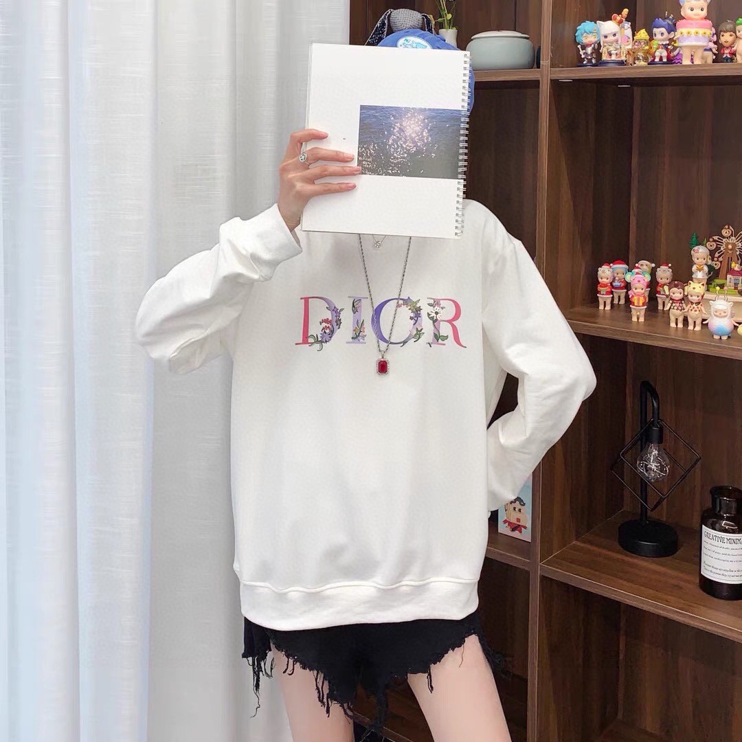  DIOR/迪奥 渐变花卉字母刺绣圆领卫衣 上身效果#
