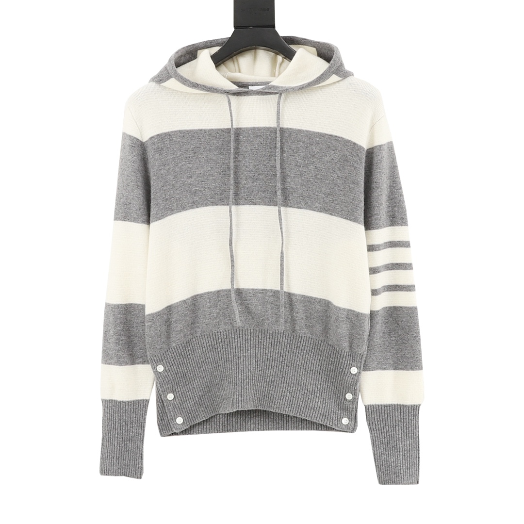 THOM BROWNE Tom Brown TB 25FW sudadera con capucha de punto de rayas anchas. Este producto se basa en el original, usan…