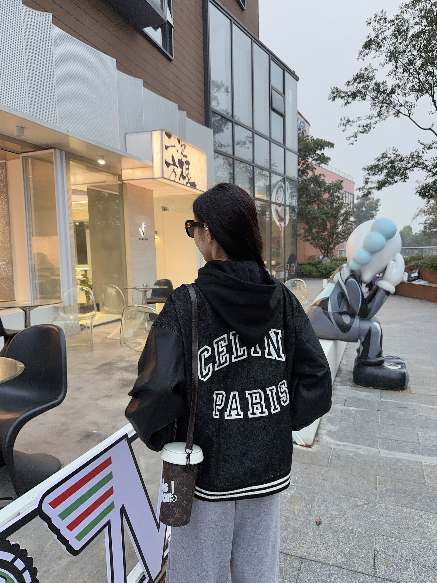 💰305CELINE/赛琳 新款刺绣字母连帽棉服外套 上身效果#