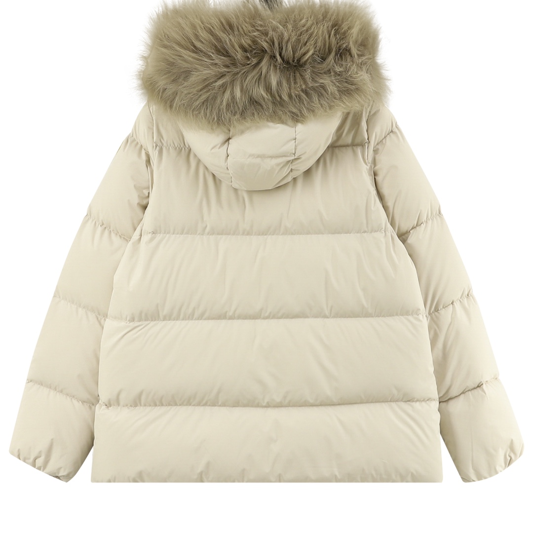 MONCLER/蒙口MC Laichefur连帽短款羽绒夹克外套 白鸭绒填充黑色/米白