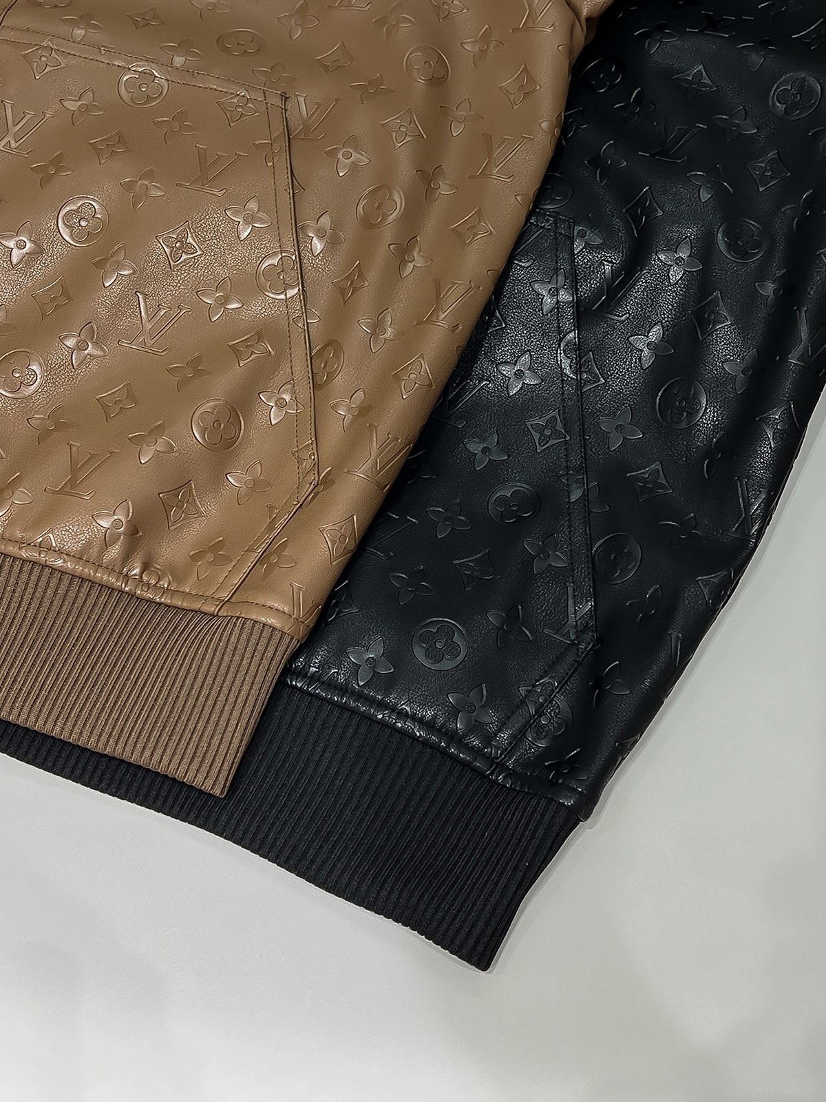 组合图 L家路易威登 最新款老花PU夹克！特定原版面料，面料触感顺滑，却又挺括有型！上身质感十足，每一处