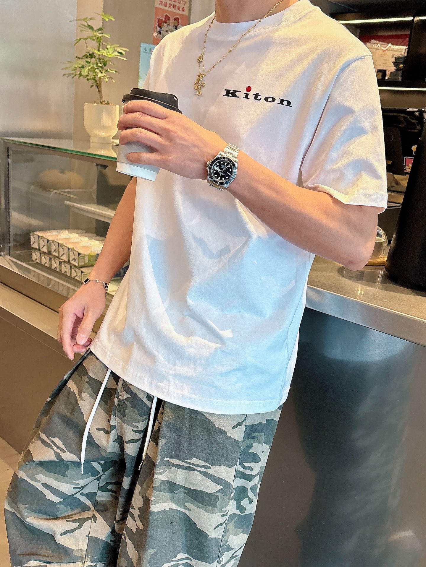  KITON#  2025春夏新款首发专柜最新款短袖圆领T恤 高端订制 设计前卫时尚！品牌logo重工艺