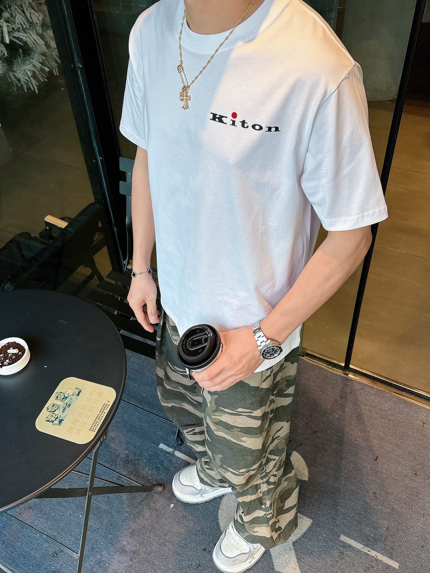  KITON#  2025春夏新款首发专柜最新款短袖圆领T恤 高端订制 设计前卫时尚！品牌logo重工艺