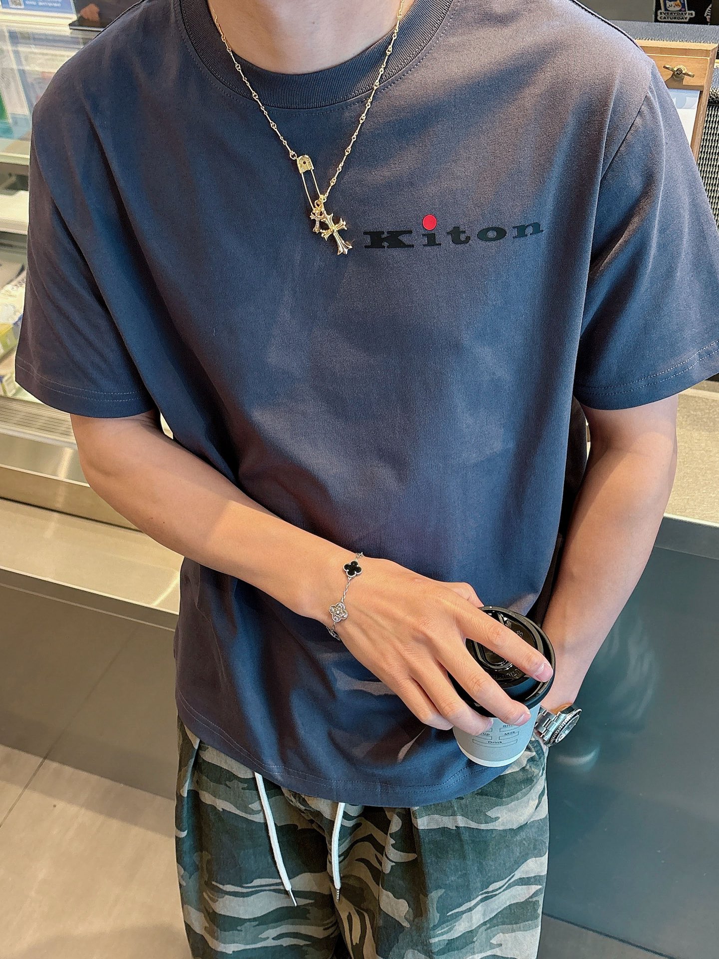  KITON#  2025春夏新款首发专柜最新款短袖圆领T恤 高端订制 设计前卫时尚！品牌logo重工艺