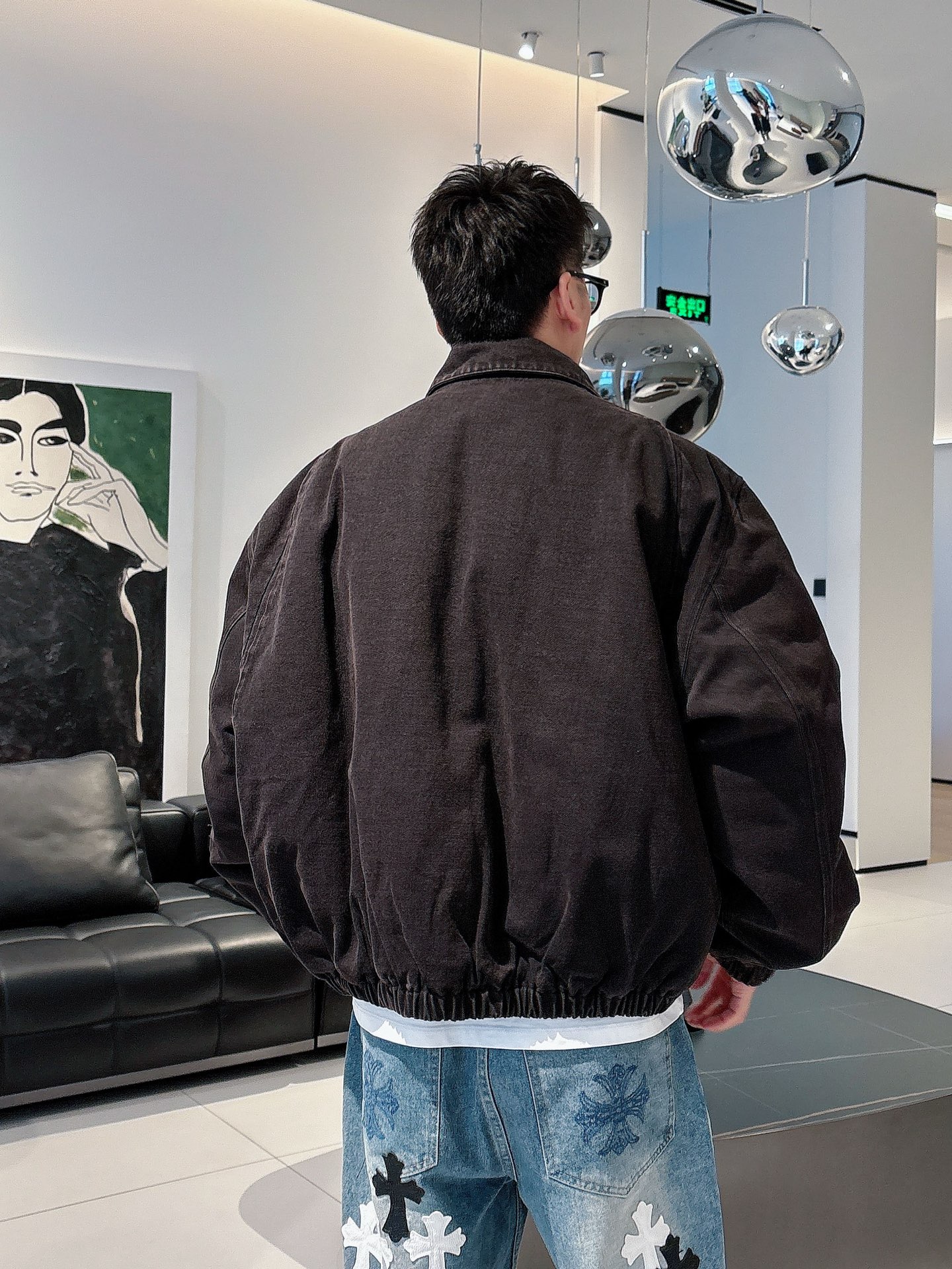 模特图高版本 PRAD 新款🌟经典三角徽标洗水做旧牛仔棉衣外套🔥洗水效果完美还原 细节对版 百搭爆款💥💥