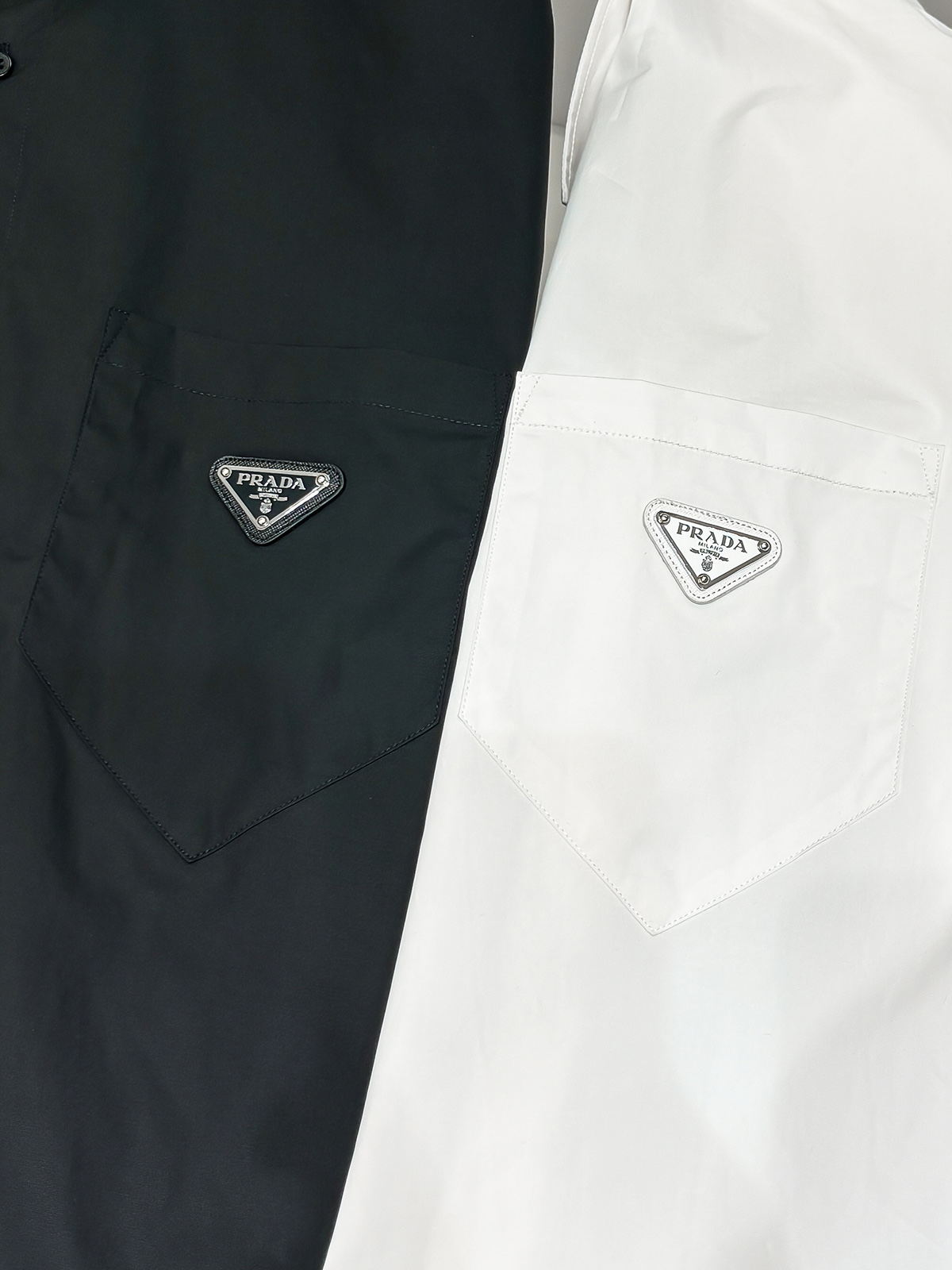 合照细节 Pra25ss口袋三角标长袖衬衫原9,900购入，该款采用德国最新埋夹机制做而成，双边门禁高分